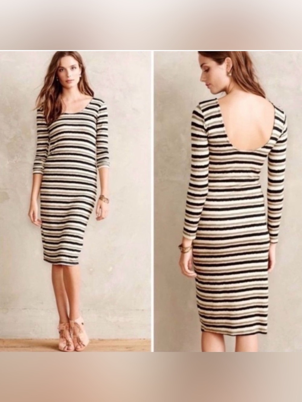 Anthropologie Dolan Pritchard Striped Long Sleeve Dress - Medium